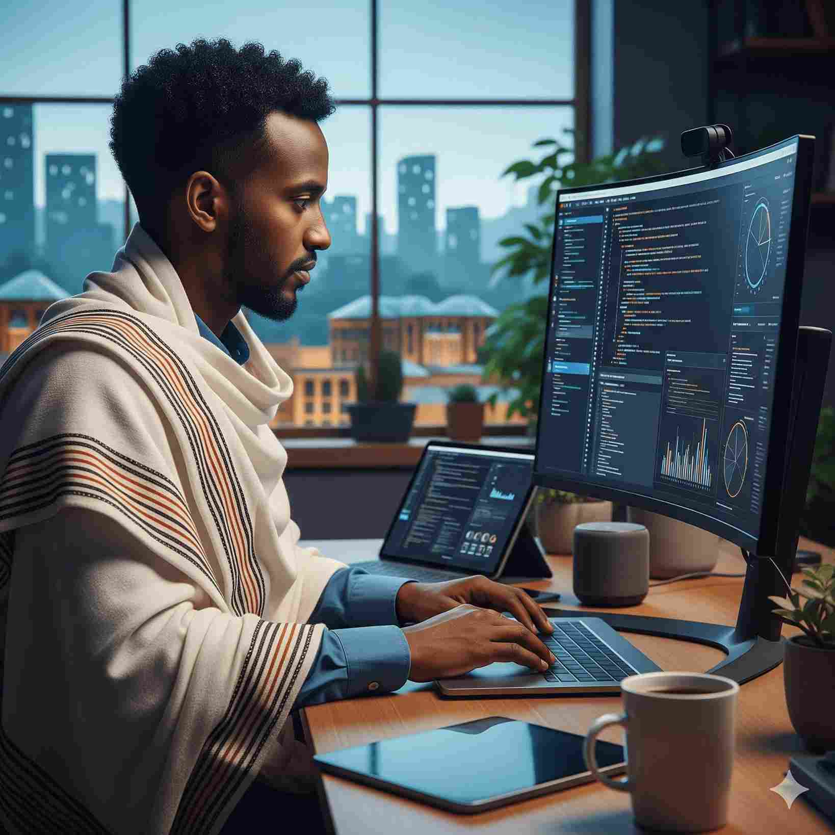 Ethiopian Software Engineer working on an AI product